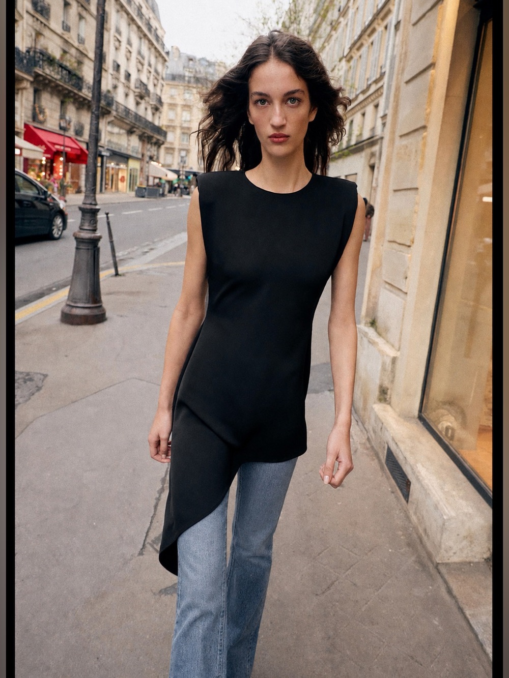 ZARA Shoulder Pad Dress Asymmetrical Hem NWT ❗️